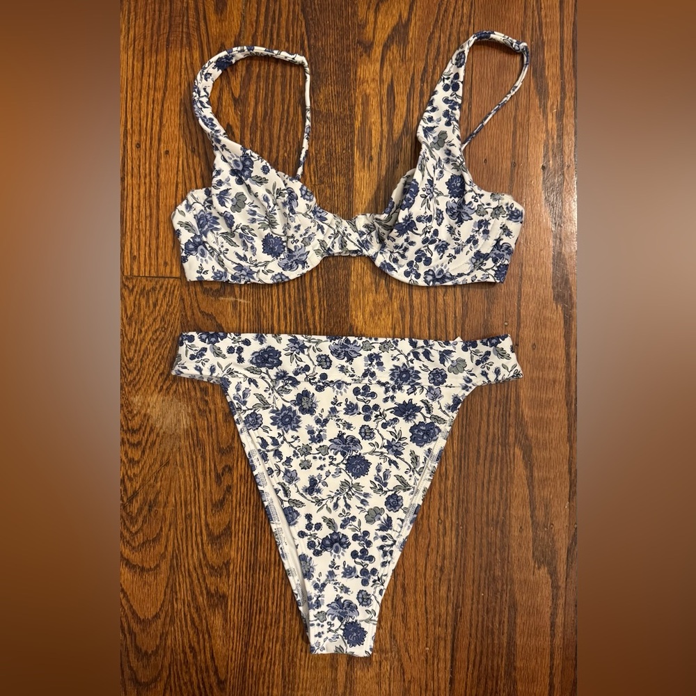 Floral Blue and White Abercrombie Bikini, Size XS
